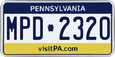 PA license plate MPD2320