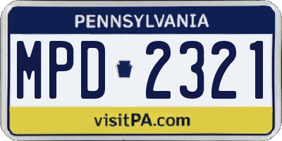 PA license plate MPD2321