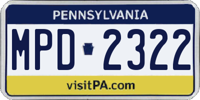 PA license plate MPD2322
