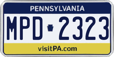 PA license plate MPD2323