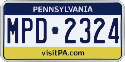 PA license plate MPD2324