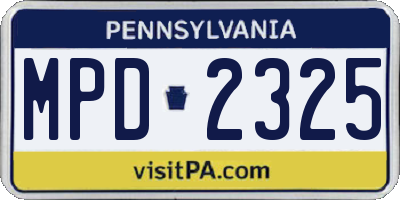 PA license plate MPD2325