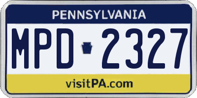 PA license plate MPD2327