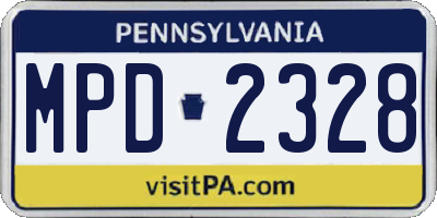 PA license plate MPD2328