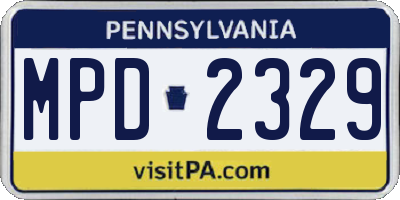 PA license plate MPD2329