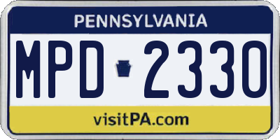 PA license plate MPD2330