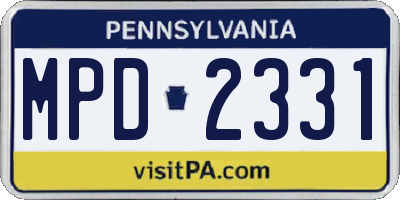 PA license plate MPD2331
