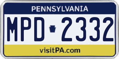 PA license plate MPD2332