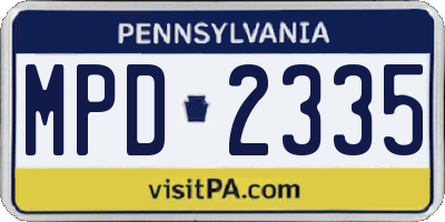 PA license plate MPD2335