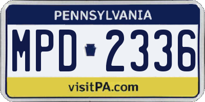 PA license plate MPD2336