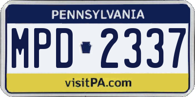 PA license plate MPD2337