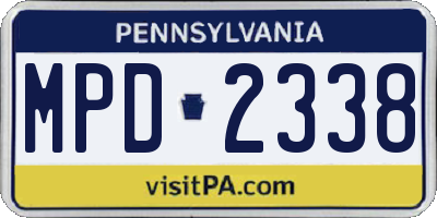 PA license plate MPD2338