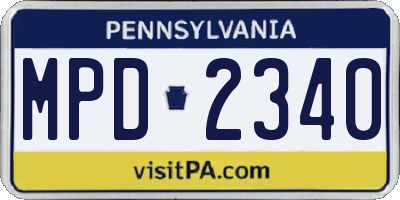 PA license plate MPD2340