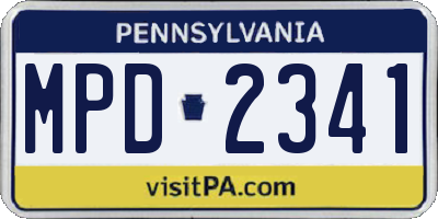 PA license plate MPD2341