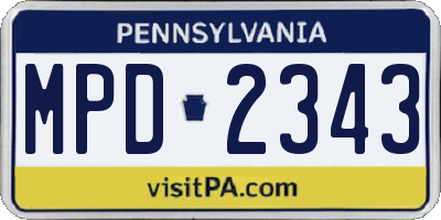 PA license plate MPD2343