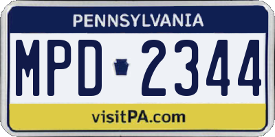 PA license plate MPD2344