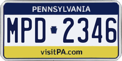 PA license plate MPD2346