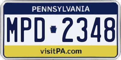 PA license plate MPD2348