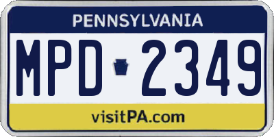PA license plate MPD2349