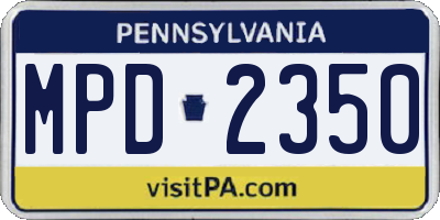 PA license plate MPD2350