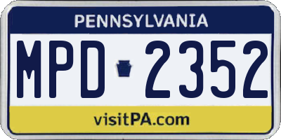 PA license plate MPD2352