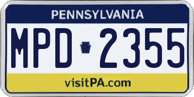 PA license plate MPD2355