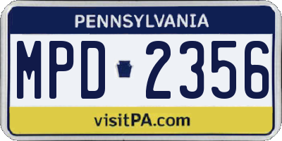 PA license plate MPD2356