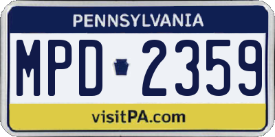 PA license plate MPD2359