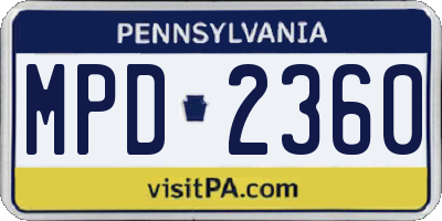 PA license plate MPD2360