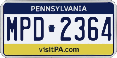 PA license plate MPD2364