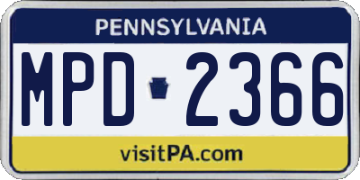 PA license plate MPD2366