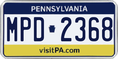 PA license plate MPD2368