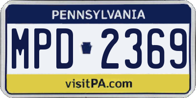 PA license plate MPD2369