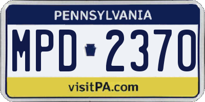 PA license plate MPD2370