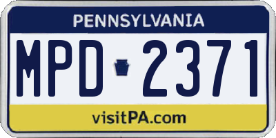 PA license plate MPD2371
