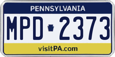 PA license plate MPD2373