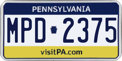 PA license plate MPD2375