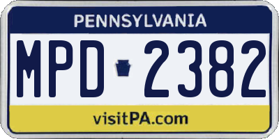 PA license plate MPD2382
