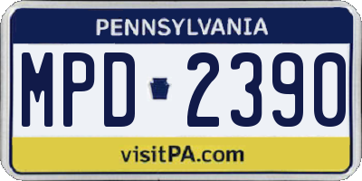 PA license plate MPD2390