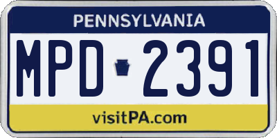 PA license plate MPD2391