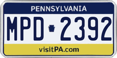 PA license plate MPD2392