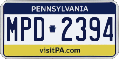 PA license plate MPD2394