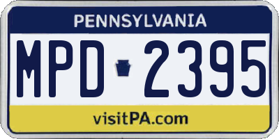 PA license plate MPD2395