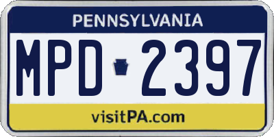 PA license plate MPD2397