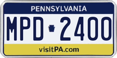 PA license plate MPD2400