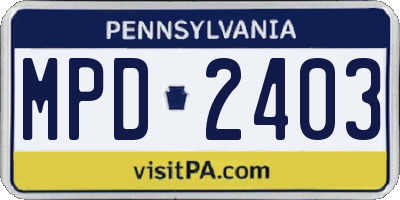 PA license plate MPD2403
