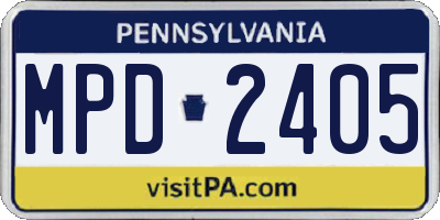 PA license plate MPD2405
