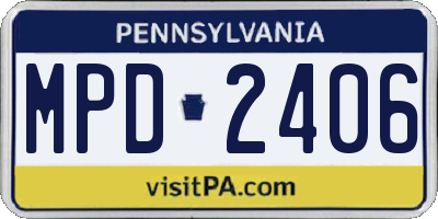 PA license plate MPD2406
