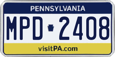 PA license plate MPD2408