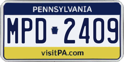 PA license plate MPD2409